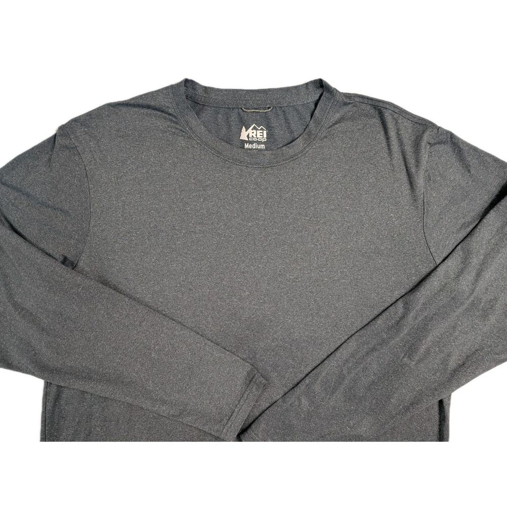 REI Co-op Shirt Mens Medium Gray Long Sleeve Performance Crewneck Hiking Stretch